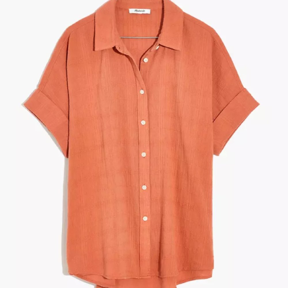 Madewell Courier Pintuck Back Shirt in Textured Windowpane